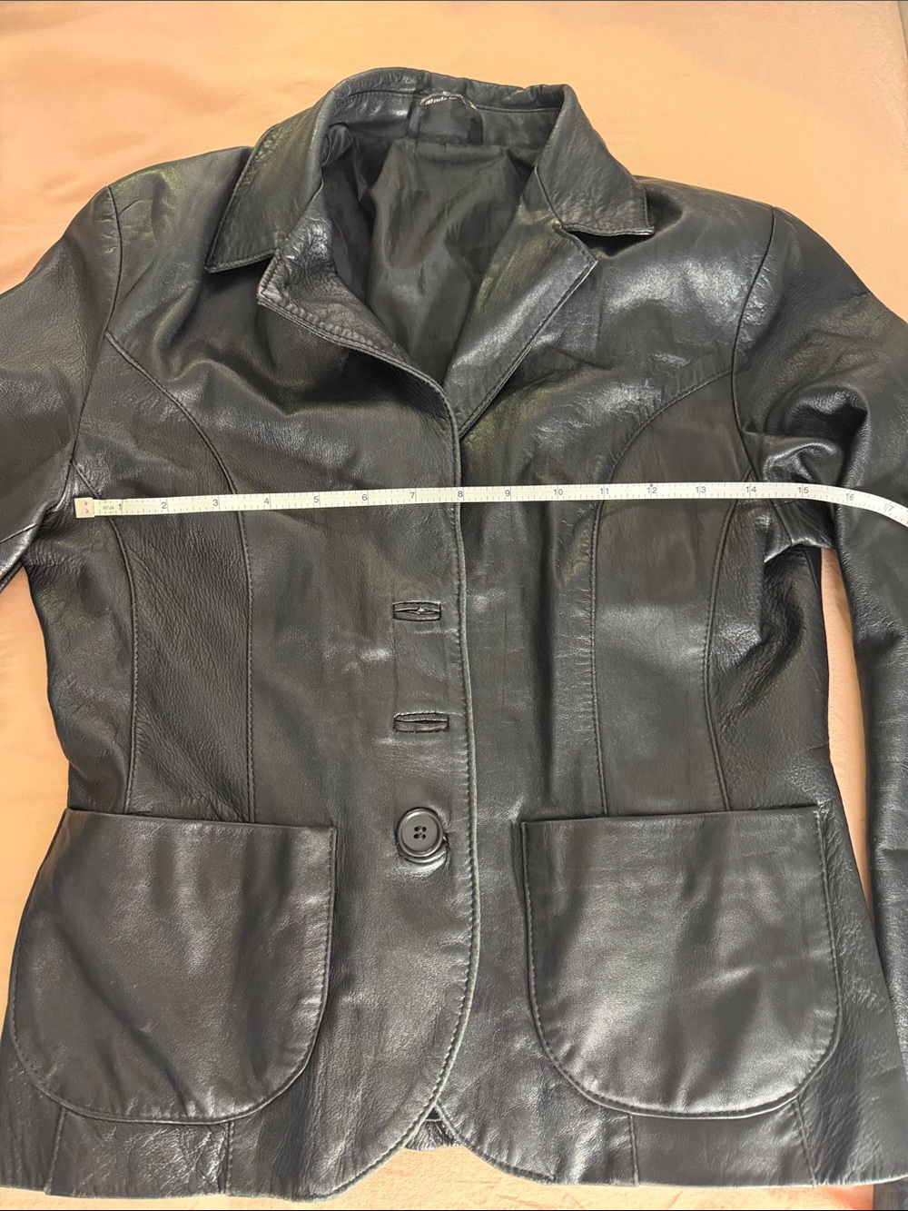 Canali Vintage Black Leather Jacket ya - Picture 9 of 14